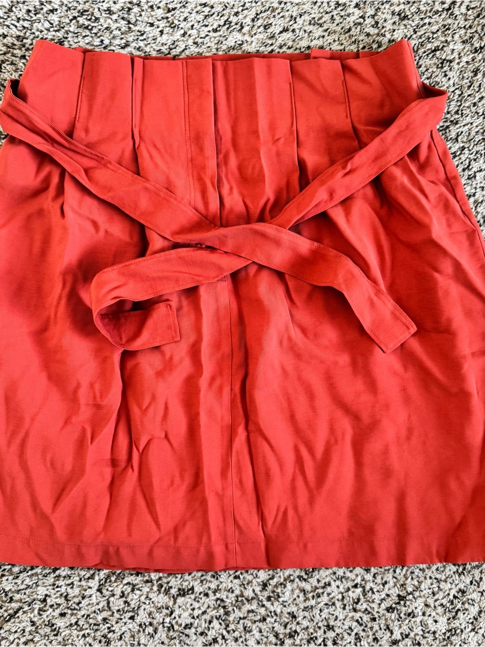 Orange High-Waist Tie Front Skirt